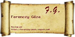 Ferenczy Géza névjegykártya